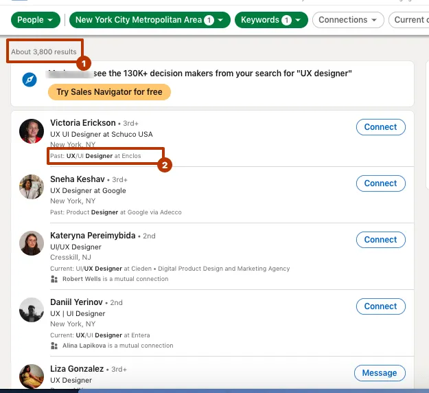 búsqueda avanzada de personas en el plan básico de LinkedIn
