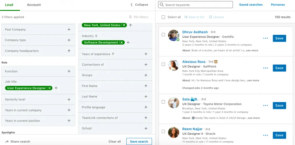 búsqueda avanzada de personas de LinkedIn en Sales Navigator