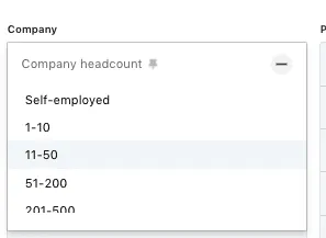 búsqueda avanzada de personas de LinkedIn por tamaño de la empresa