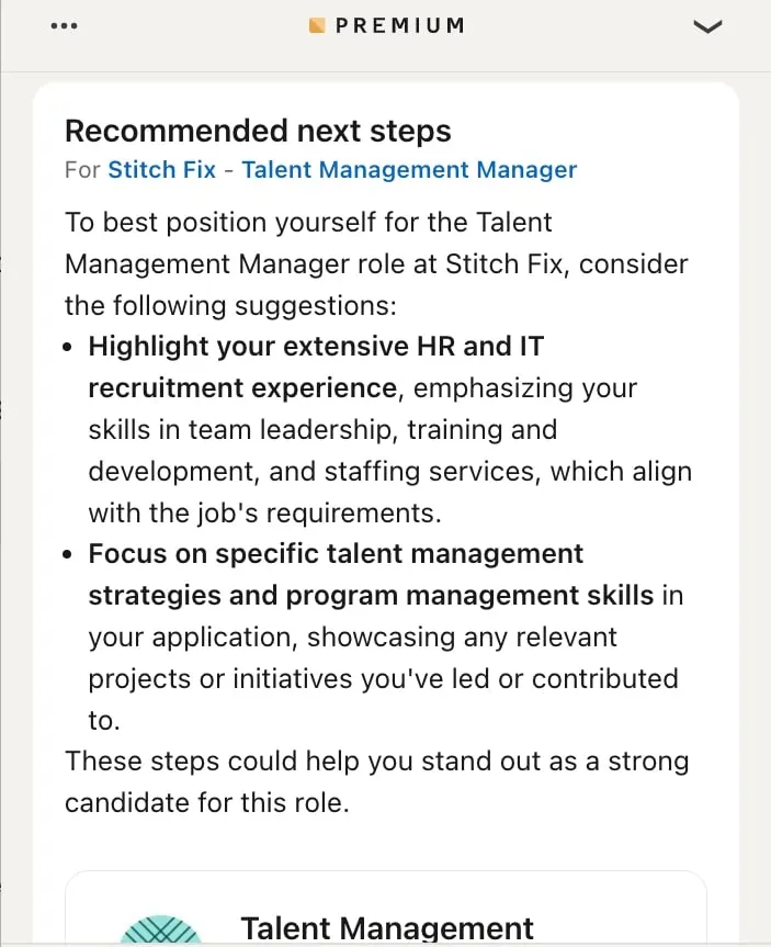 „Job Recommendations“ – AI-Chat in der Benutzeroberfläche