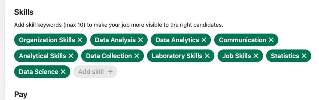 AI-Stellenbeschreibung von LinkedIn – Ergebnis der ergänzten Fähigkeiten