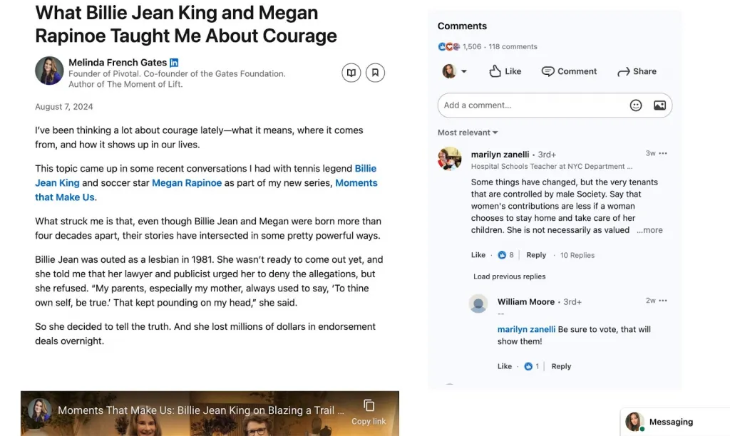 Artikel von Melinda Gates – Beispiele für LinkedIn-Artikel