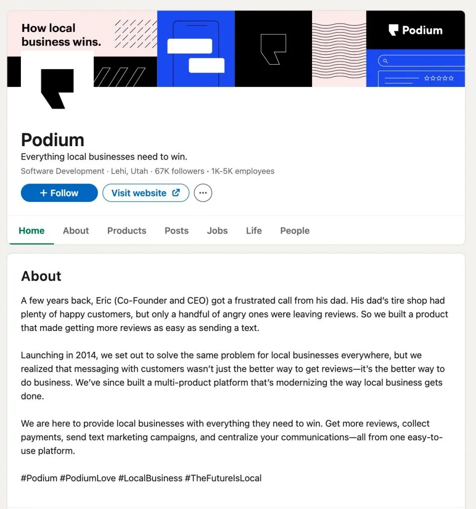 B2B-Unternehmen, die LinkedIn-Marketing nutzen: Podium