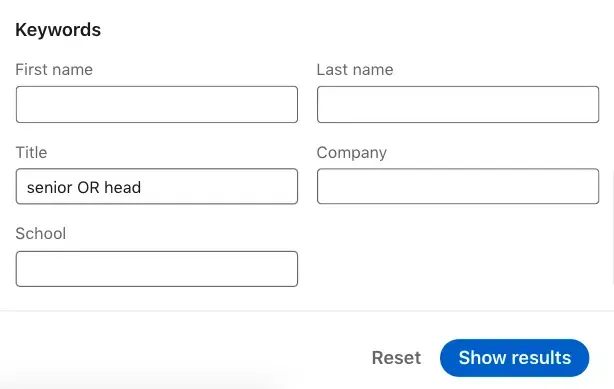 LinkedIn-Boolean-Suche nach Titel oder Keywords