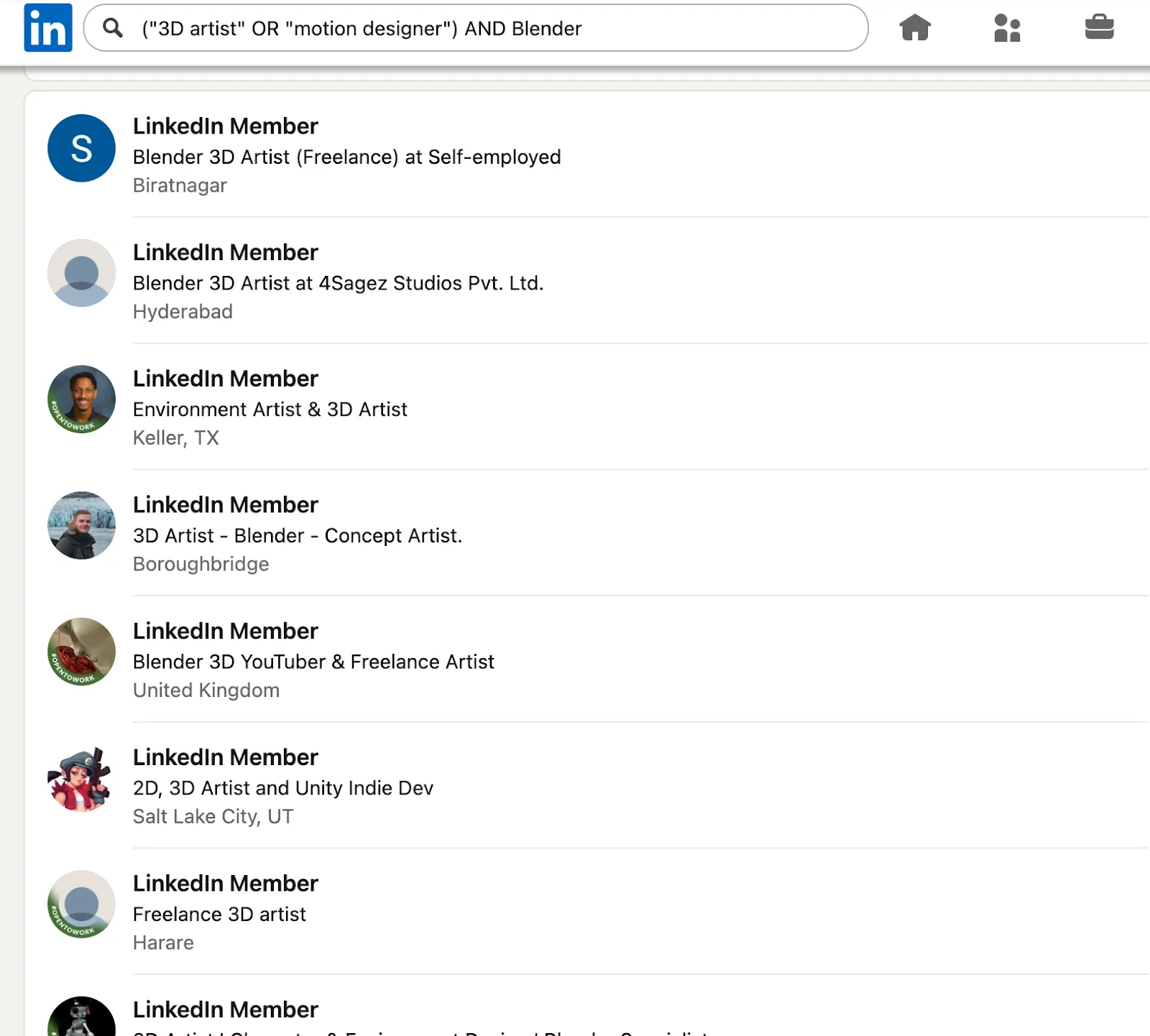 Beispiele für die Syntax der LinkedIn-Boolean-Suche nach kreativen Fachkräften