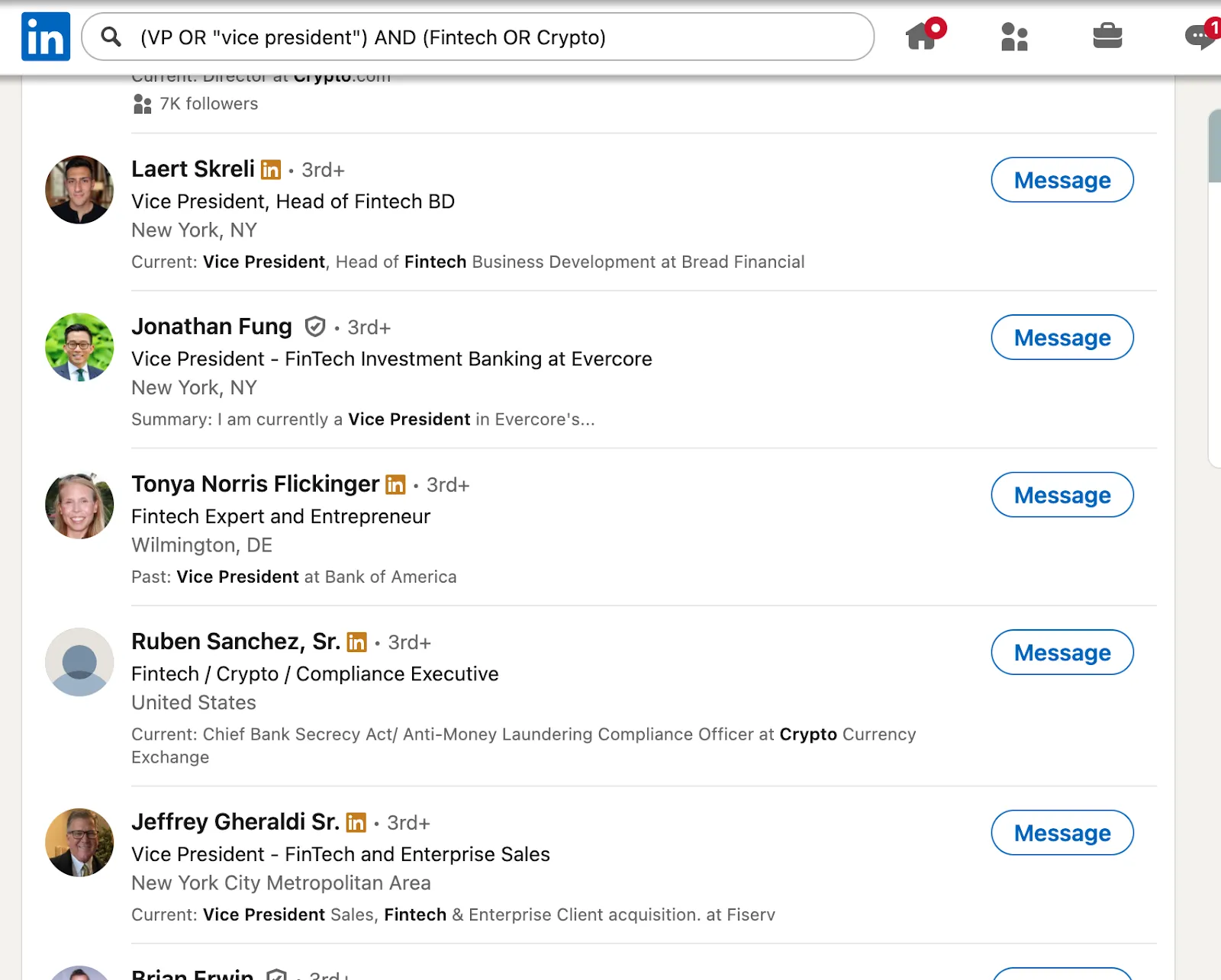 Komplexe Suchergebnisse als Beispiel für die LinkedIn-Boolean-Suche