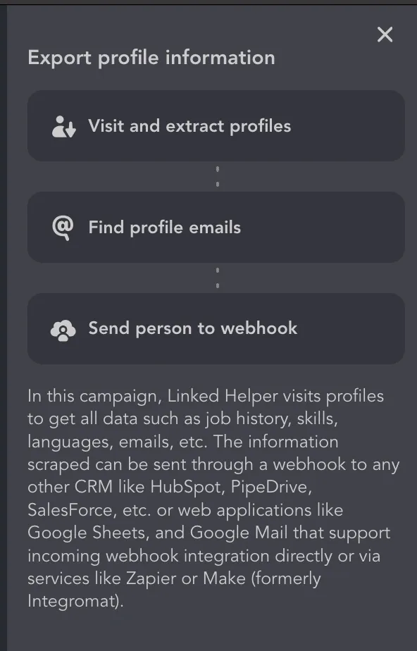 Bester LinkedIn-Bot – Profile über einen Webhook exportieren