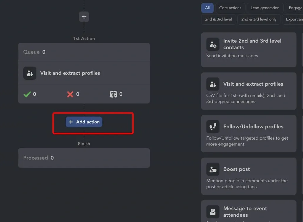LinkedIn-Bot für die Kontaktaufnahme – Aktionen zum Kampagnenplan hinzufügen