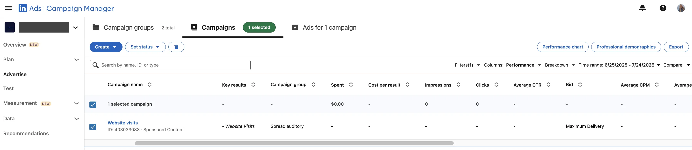 LinkedIn Campaign Manager Report Example