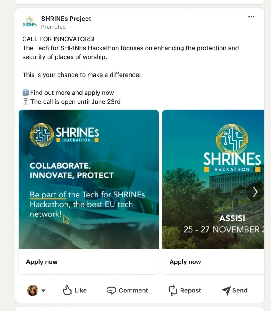 Exemples de publicités carrousel LinkedIn — événement de réseautage technologique