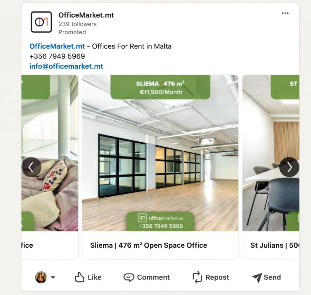 Exemples de publicités carrousel LinkedIn — présentation de produits