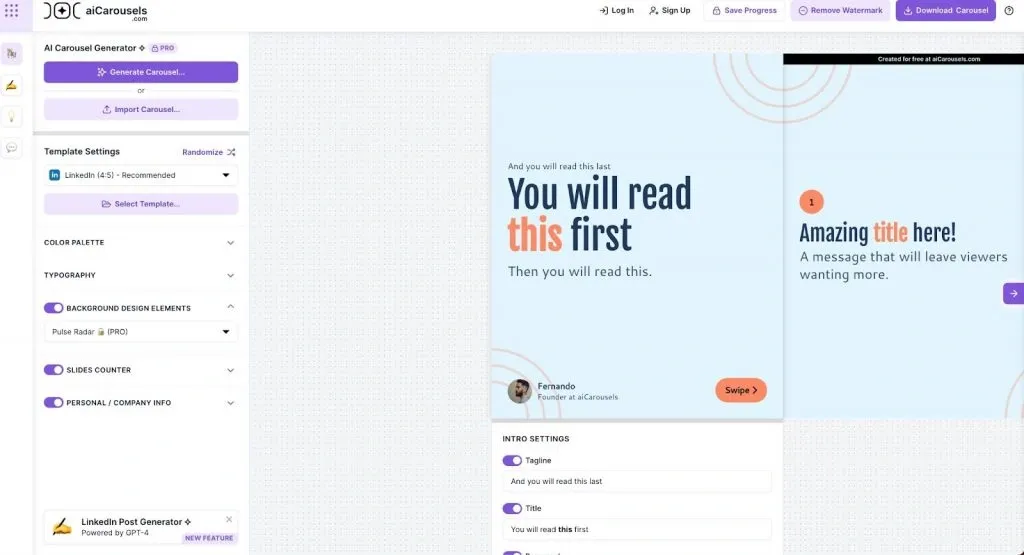 Qu’est-ce qu’un générateur de carrousels LinkedIn ? AI Carousels