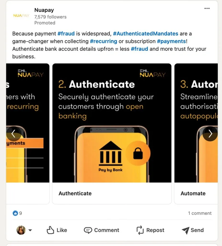 Exemple montrant comment chaque fiche d’un carrousel publicitaire peut renvoyer vers une page distincte