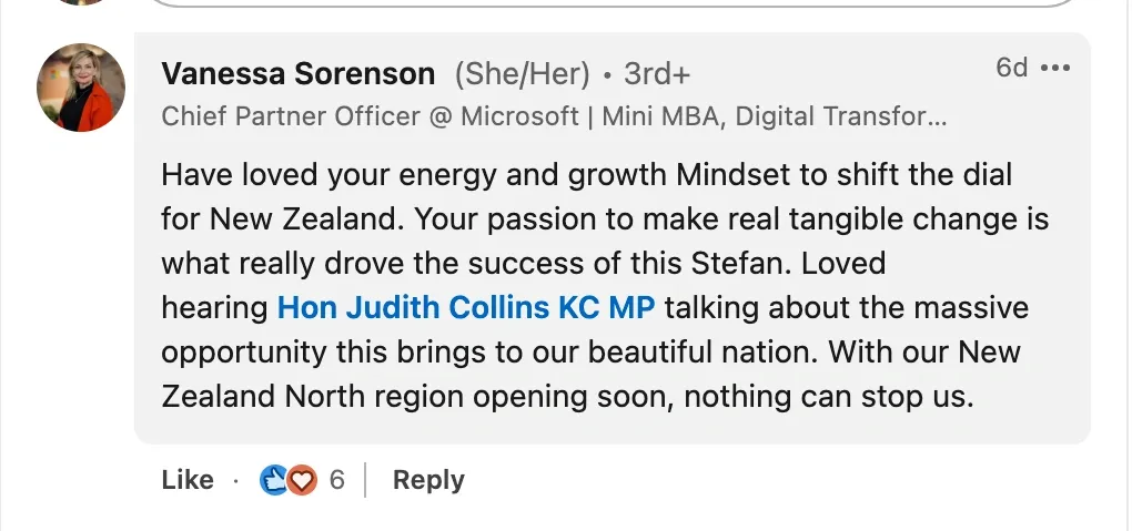 Beispiel für einen LinkedIn-Kommentar zu einer Würdigung nach einem AI-Gipfel