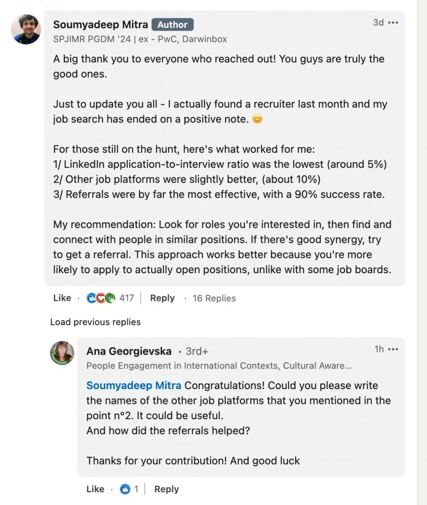 Beispiel für einen LinkedIn-Kommentar – als Antwort unter dem eigenen Beitrag kommentieren
