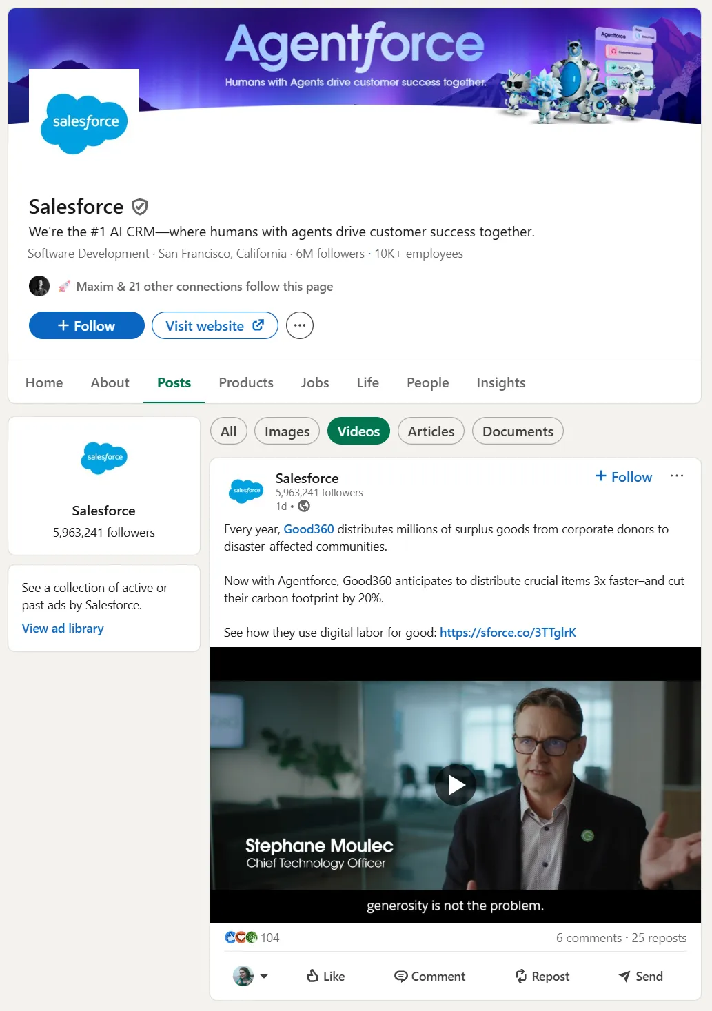 LinkedIn Company Page Showing B2B Marketing Content