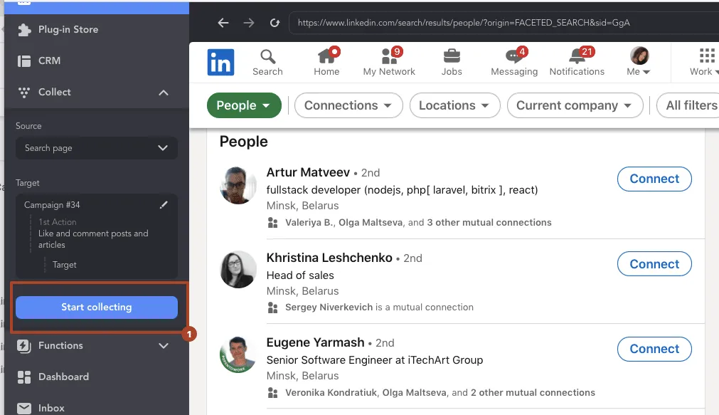 Wettbewerberdaten von der LinkedIn-Seite erfassen