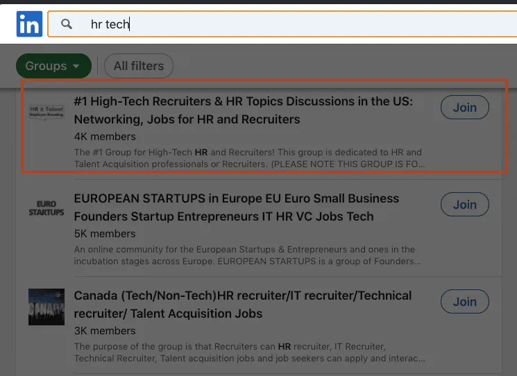 LinkedIn-Suchleiste zur Wettbewerbsanalyse