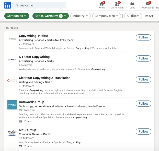 LinkedIn-Suchleiste zur Wettbewerbsanalyse