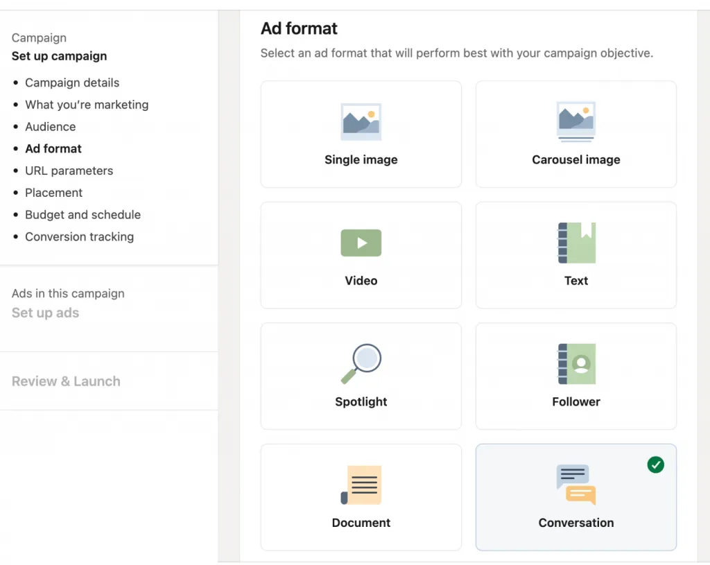 rendimiento del formato LinkedIn Conversation Ads