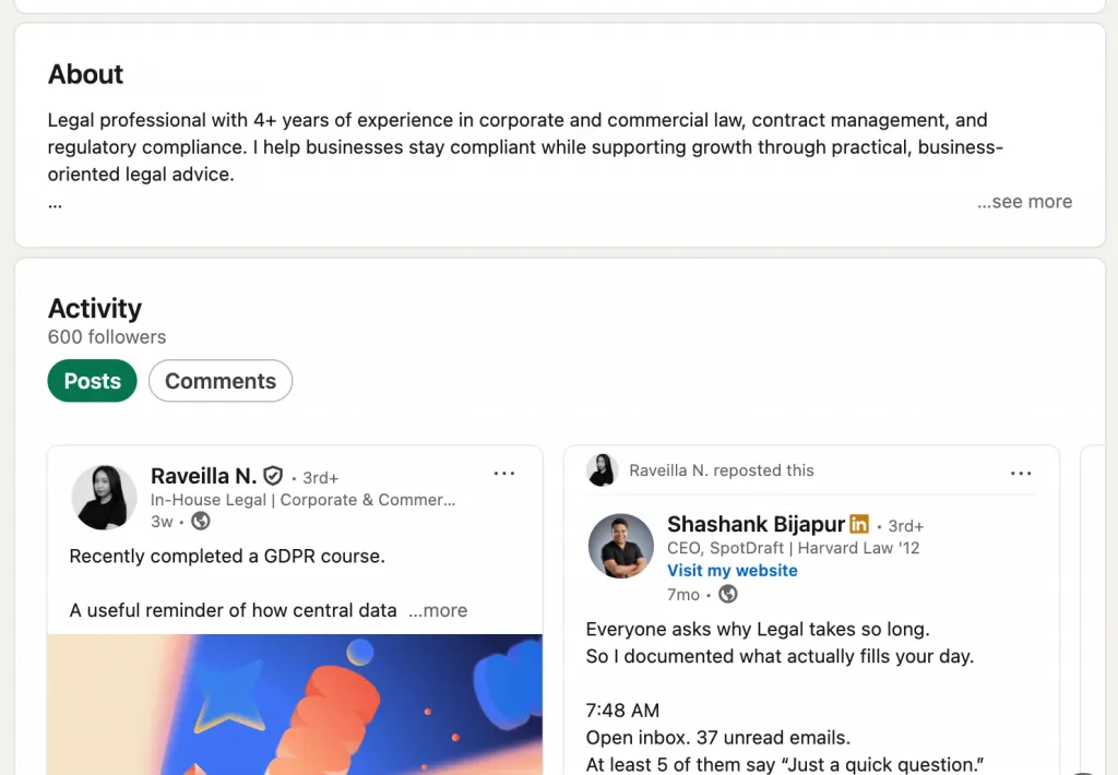 ejemplo de Featured y Activity en el modo creador