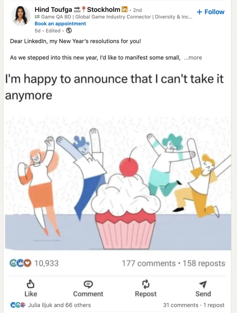 publicación de un creador de LinkedIn con más de 10 000 reacciones