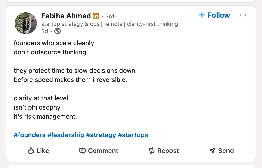 ejemplo de publicación de LinkedIn