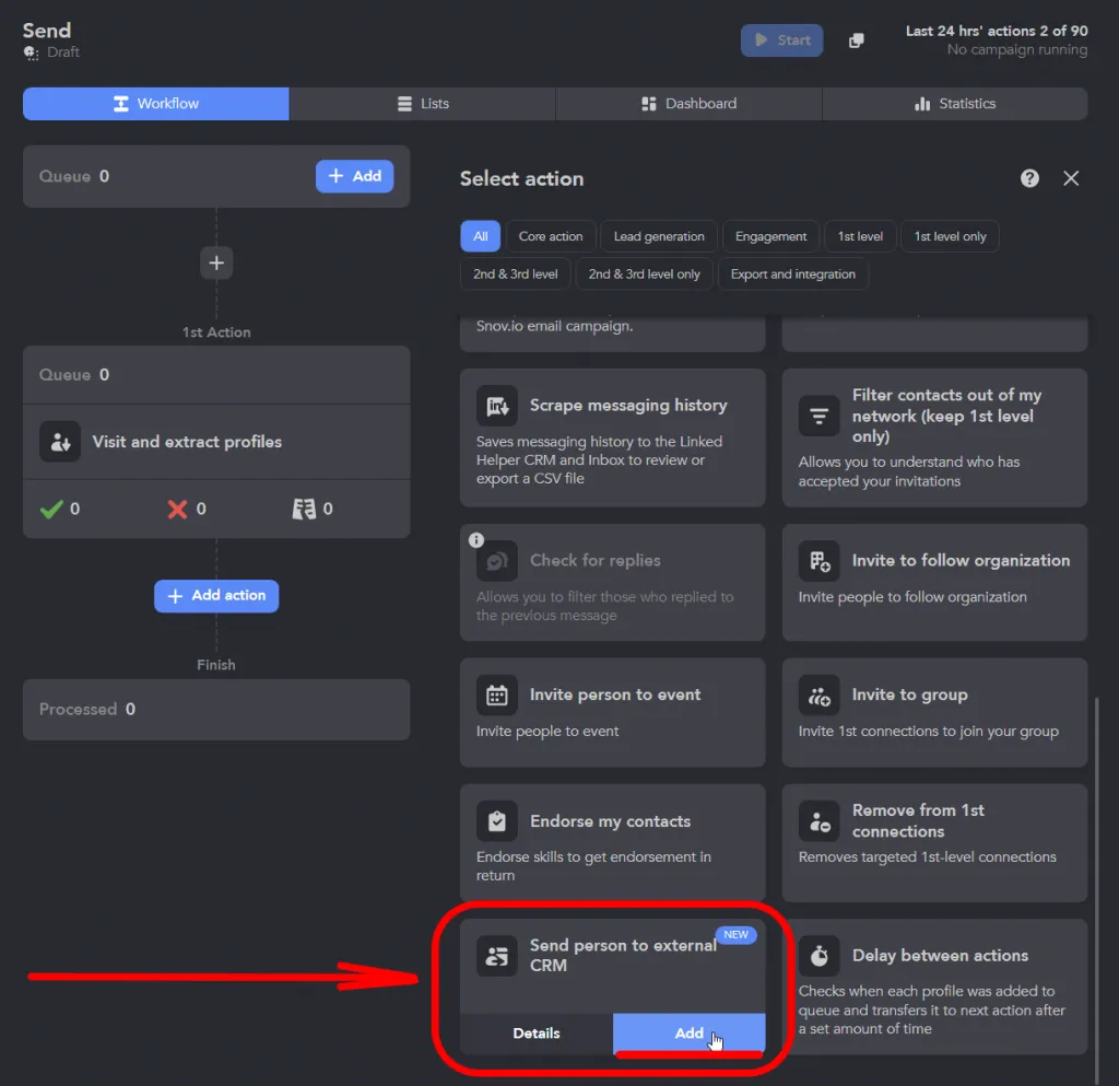Workflow-Beispiel für ein CRM mit LinkedIn-Integration