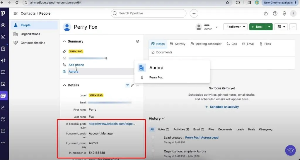 CRM-Systeme mit LinkedIn-Integration – Beispiel für die Pipedrive-Integration