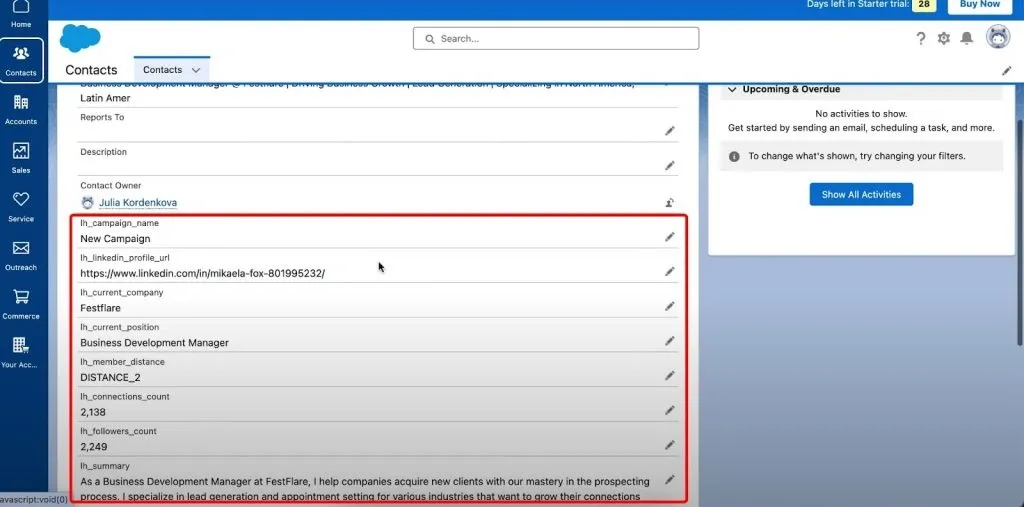 CRM-Systeme mit LinkedIn-Integration – Beispiel für die Übertragung benutzerdefinierter Aktivitäten in Close.io