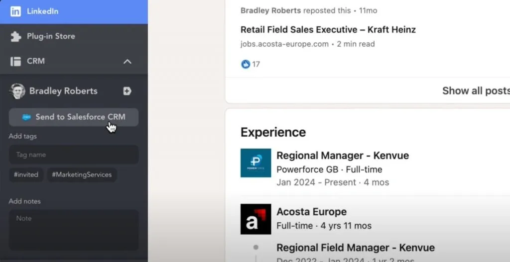 CRM-Systeme mit LinkedIn-Integration – Schaltfläche zum Senden eines Leads an das CRM
