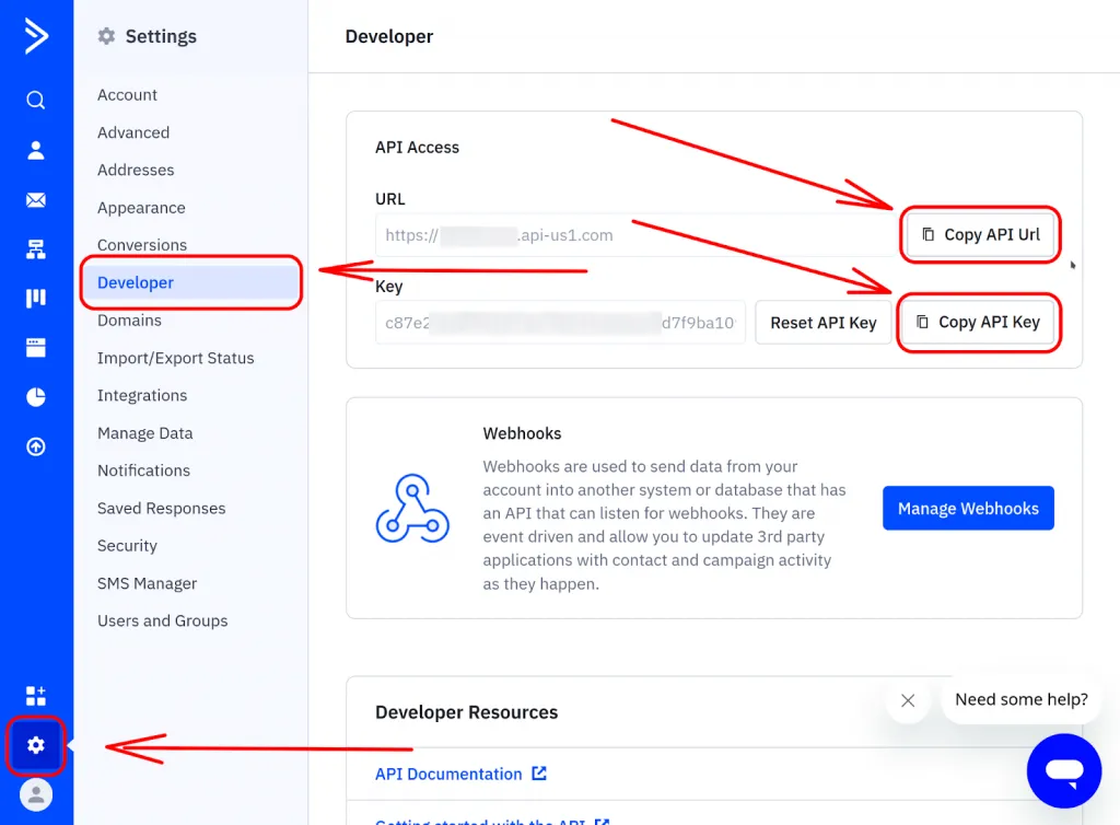 CRM-Systeme mit LinkedIn-Integration – Stelle zum Kopieren des API-Schlüssels
