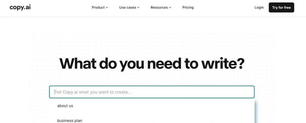 herramientas para crear plantillas de mensajes comerciales para campañas de goteo (drip): Copy.ai