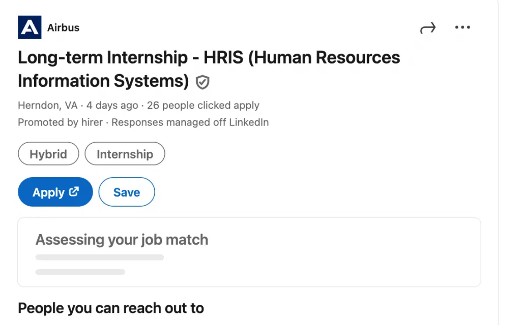 Beispielansicht der Schaltfläche LinkedIn Easy Apply