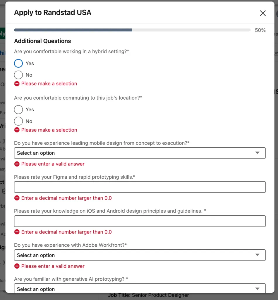 LinkedIn Easy Apply funktioniert nicht