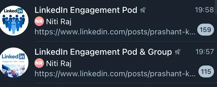 Ejemplos de pods manuales en Telegram