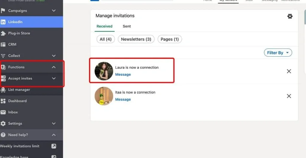 Kontaktanfragen mit Linked Helper annehmen