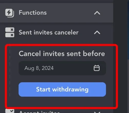 Aktion zum Zurückziehen von Kontaktanfragen in Linked Helper