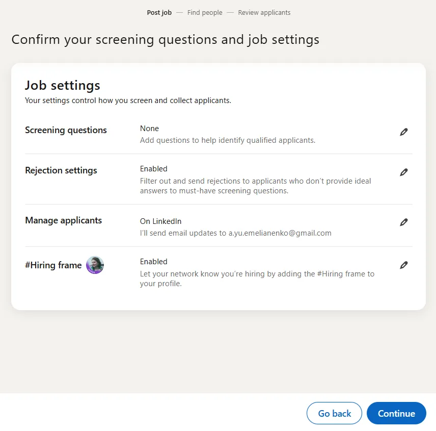 LinkedIn Free Job Posting