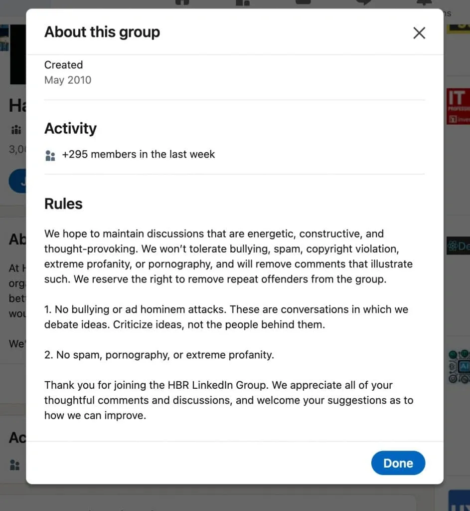 Ideen für Gruppenbeschreibungen mit Keywords – Verhaltenskodex für Gruppen