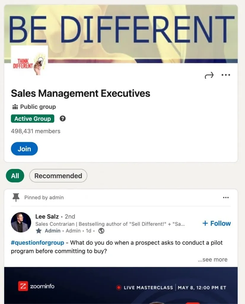 LinkedIn-Gruppen für die Ansprache von B2B-Unternehmen – Sales Management Executives