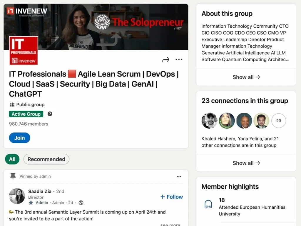 Fachgruppen auf LinkedIn – IT Community