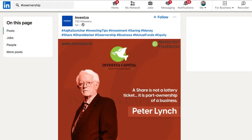 LinkedIn-Beiträge mit bestimmten Hashtags in der Suche