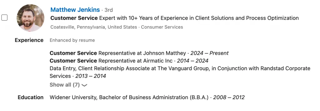 Bon titre LinkedIn pour le service client