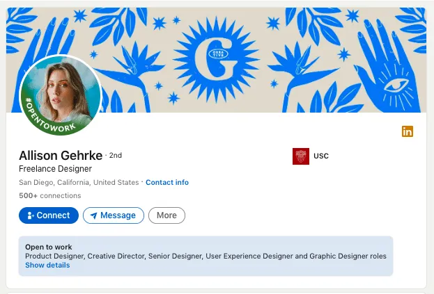 Größe eines LinkedIn-Profilbanners und Beispiel mit einer Illustration.