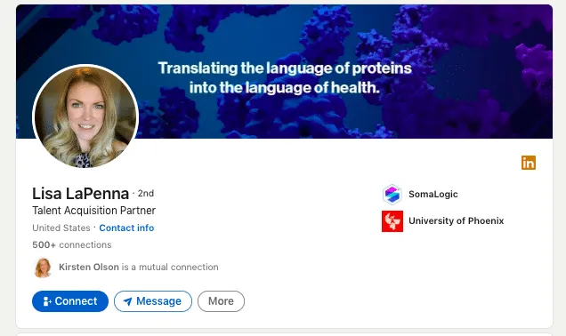Größe eines LinkedIn-Profilbanners und Beispiel mit einem Zitat.