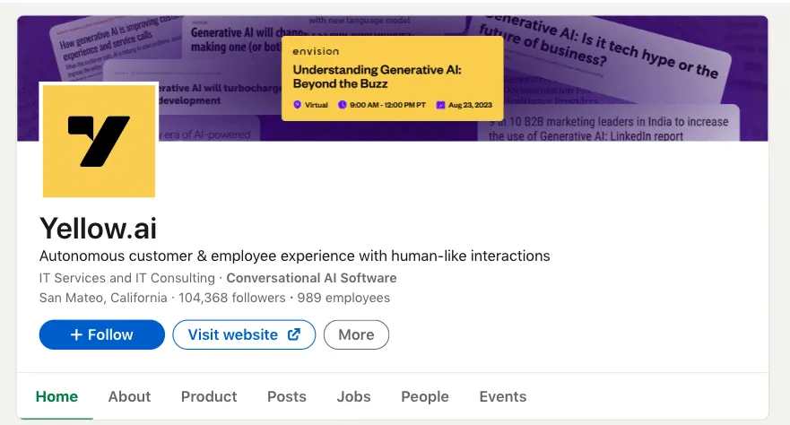 Beispiel für das Titelbild einer LinkedIn-Unternehmensseite.