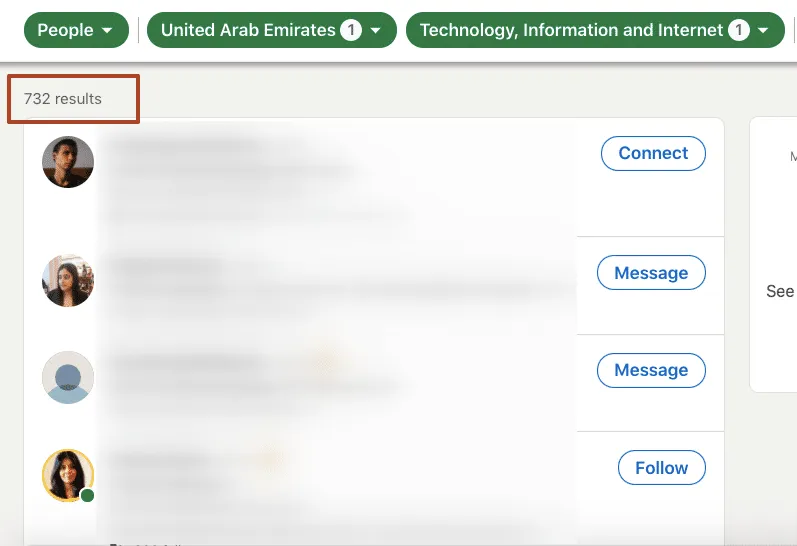 732 Ergebnisse können problemlos dem Bereich „Queue“ in Linked Helper hinzugefügt werden