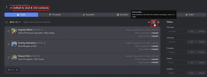 Resumen del responsable de ventas en Linked Helper.