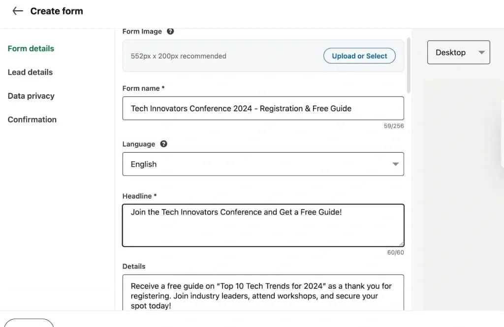¿Qué es un formulario de generación de leads de LinkedIn? Campos con autocompletado.